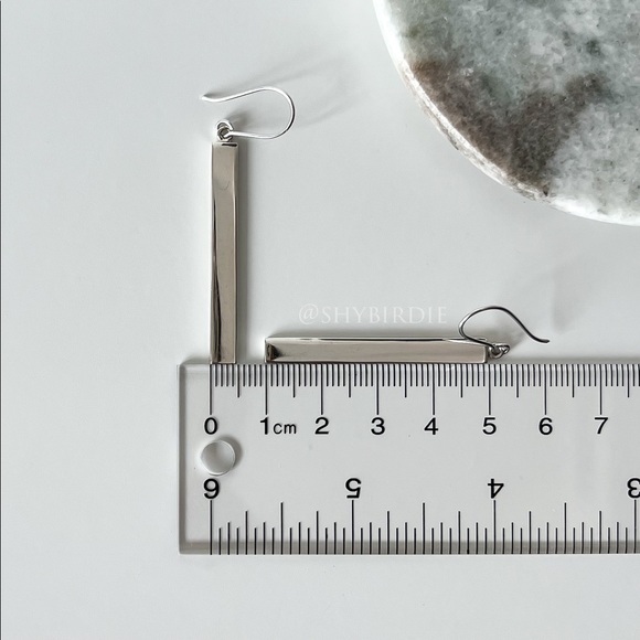 NEW Cast Sterling Silver Bar Drop Earrings - Picture 7 of 8